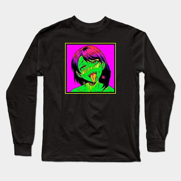 Ahegao Gothic PopArt Long Sleeve T-Shirt by BigTexFunkadelic